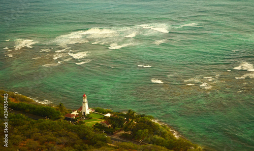 Fototapeta Naklejka Na Ścianę i Meble -  Lighthouse Green Ocean