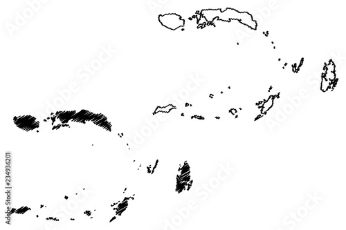 Maluku  (Subdivisions of Indonesia, Provinces of Indonesia) map vector illustration, scribble sketch Moluccas map