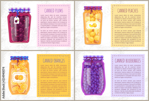 Canned Citruses and Berries with Stickers Poster