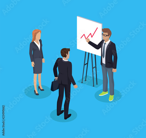 Businessman and Presentation Vector Illustration