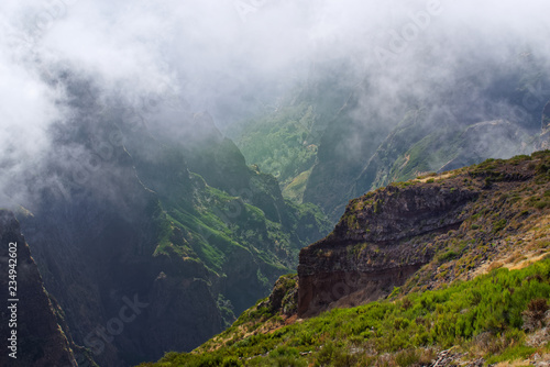 View down from Pico do Arieiro on Portuguese island of Madeira