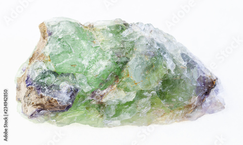 raw green Beryl with Alexandrite stone on white
