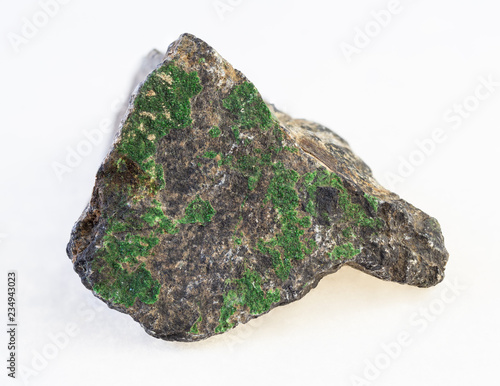 uvarovite garnet crystals on rough chromite rock