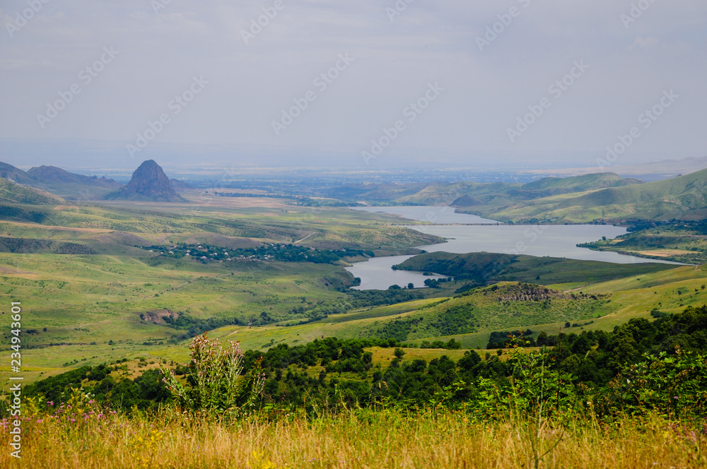 Berkaber (Djoghaz) reservoir and Gavazan mountain, Armenia