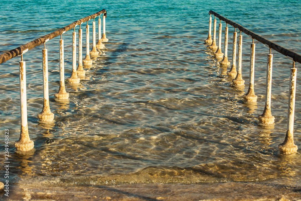 Beautiful coast of the Dead Sea . Beautiful coast of the Dead Sea .