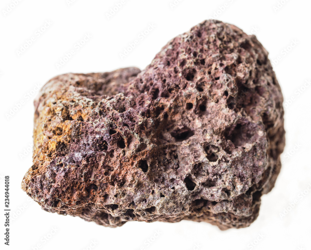 rough red and brown pumice stone on white rough red and brown pumice stone on white