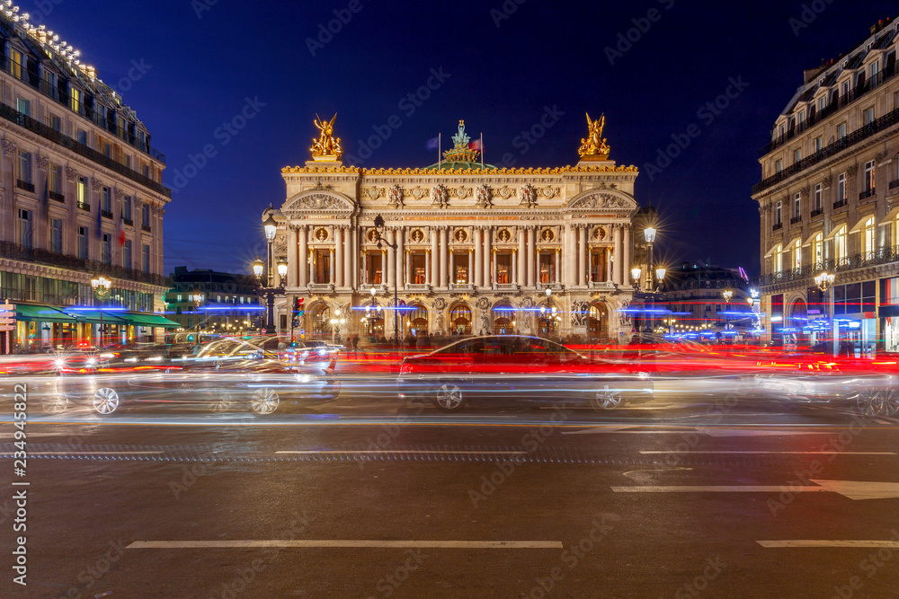 Naklejka premium Paris. Opera house at night.