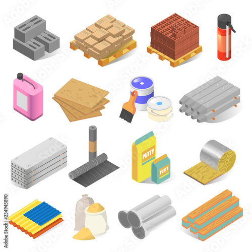 Construction and building industry materials, equipment set