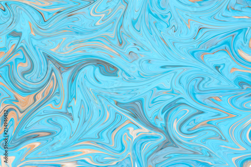 Liquify Abstract Pattern With Cyan And brown Graphics Color Art Form. Digital Background With Liquifying Flow.