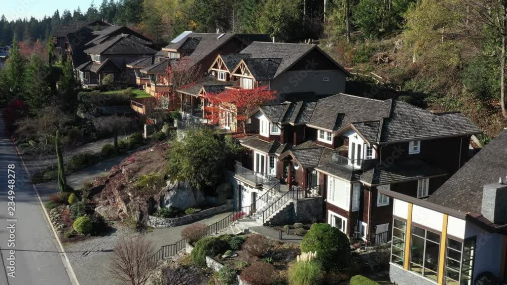 A perfect neighbourhood. Houses in suburb at Summer in the north America. Luxury houses with nice landscape. Aerial drone view. A perfect neighbourhood. Houses in suburb at Summer in the north America. Luxury houses with nice landscape. Aerial drone view.