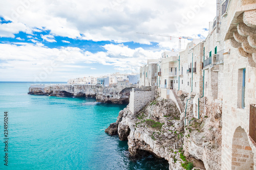 Italy, Puglia, Polognano a Mare, view of historic old town at seaside photo