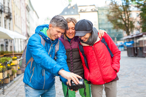 Friends take a selfie.