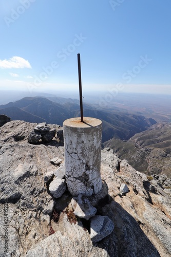 Cockscomb mountain peak in the Eastern Cape, South Africa. Mountain climbing concept image.  photo