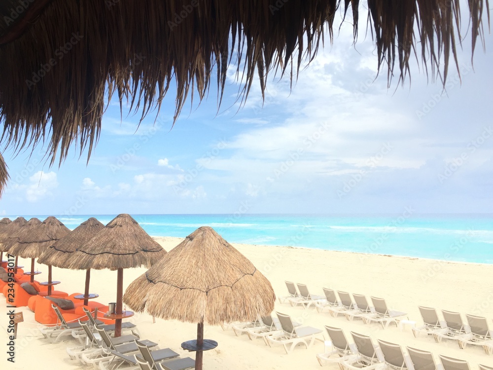 The coast and sea beach in Cancun, Mexico  
