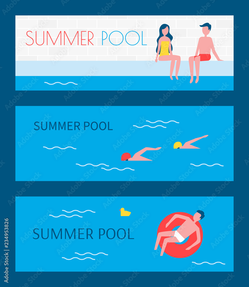 Summer Pool Swimming Basin Vector Illustration