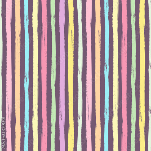 Pastel chalk stripes on the dark background. Seamless vector pattern.