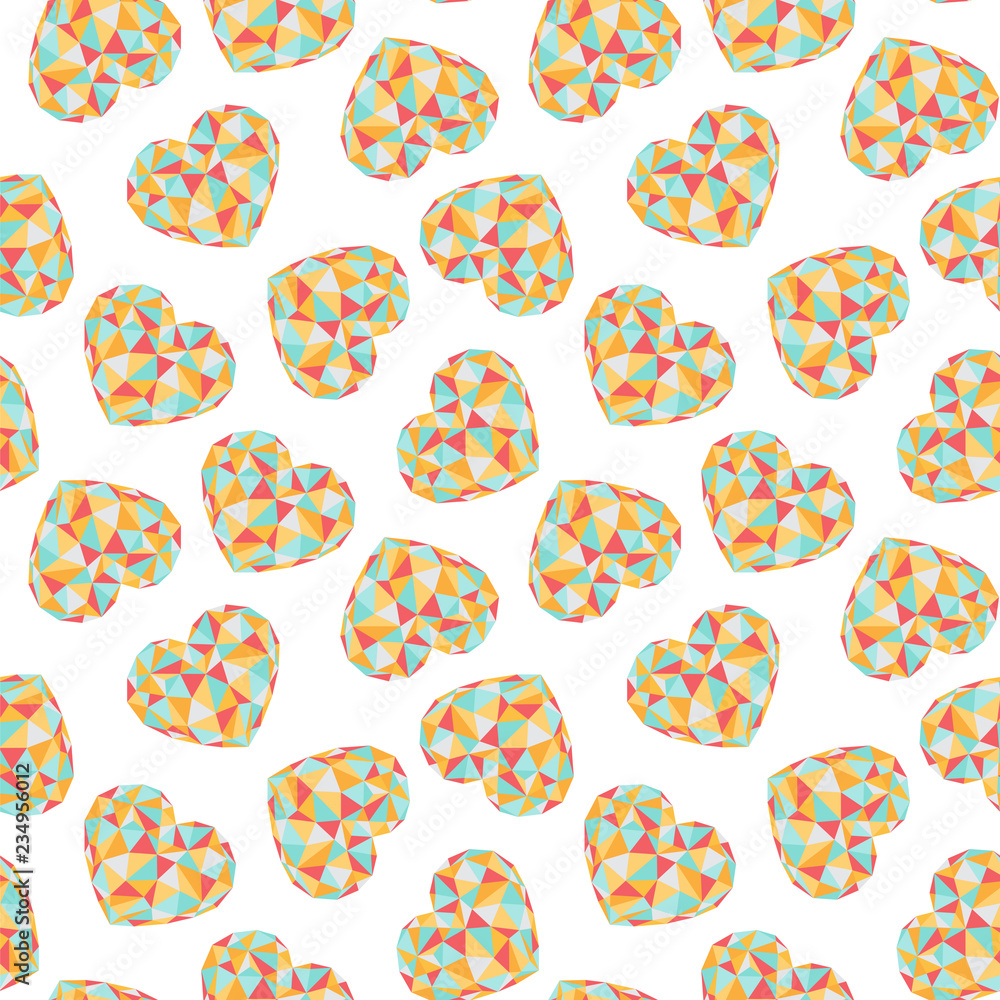 Seamless vector pattern with triangular hearts. Seamless vector pattern with triangular hearts.