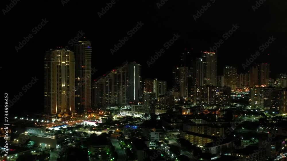 Night aerial Miami Beach Florida Night aerial Miami Beach Florida