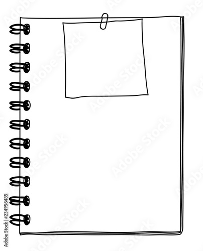 notebook and note paper  hand drawn and vector line art illustration