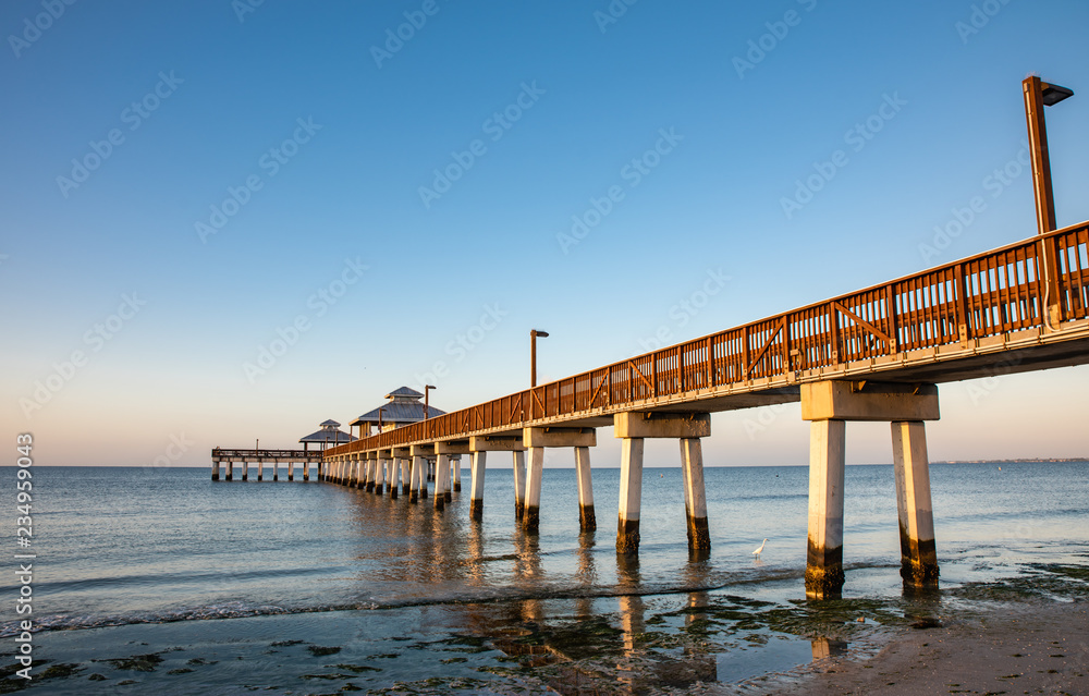 pier at sunrise in fort myers beach