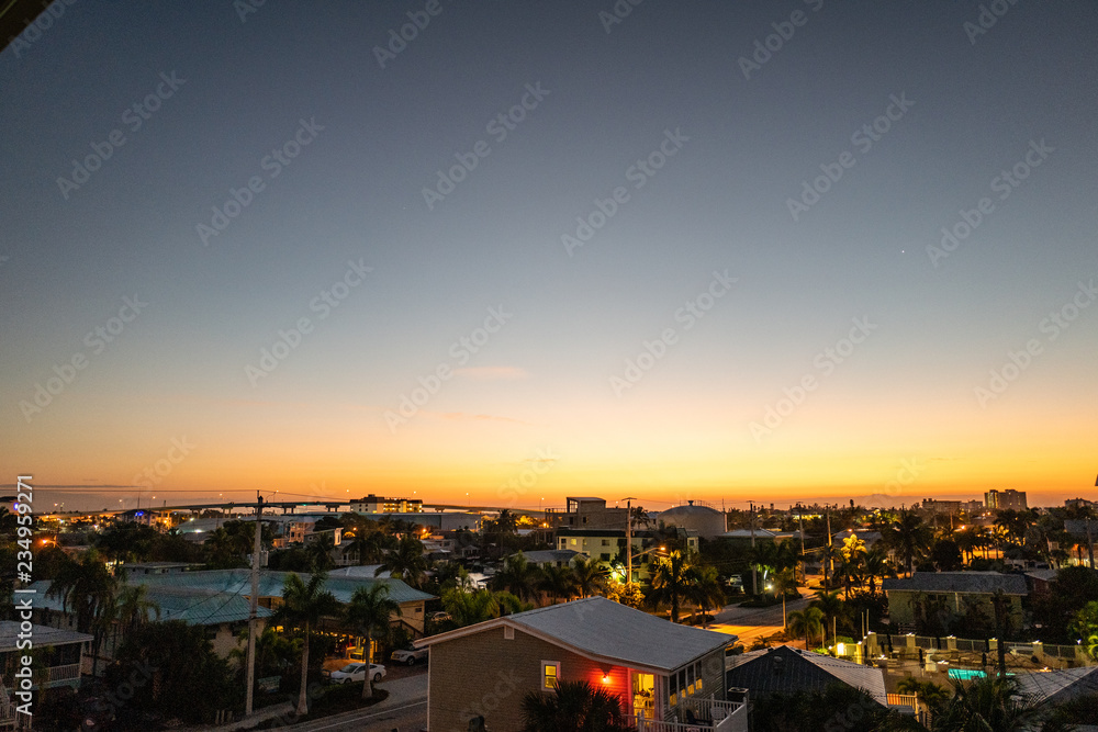 fort myers beach, view over city 40 min before sunrise