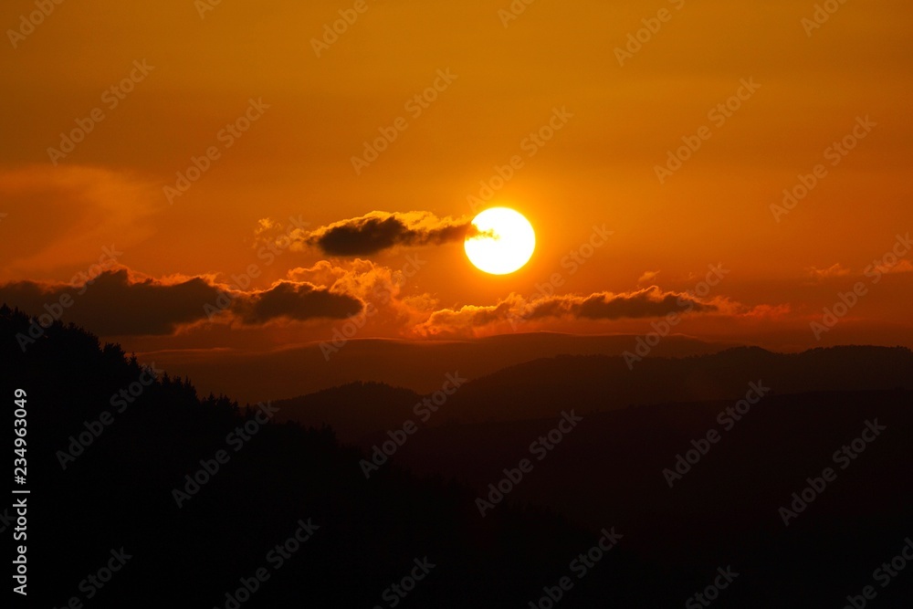 the sunset in the sky