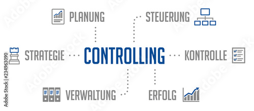 Controlling Infografik Blau