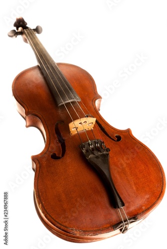 Front View of a Violin, Isolated on White