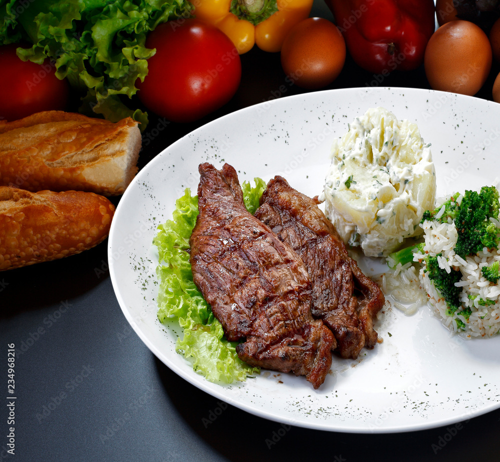 meat rice vegetables potato meat rice vegetables potato