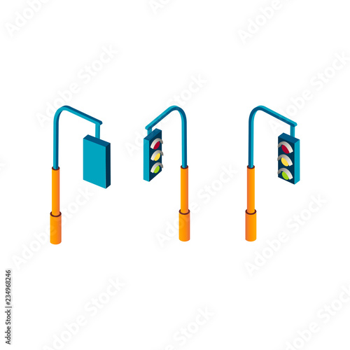Isometric stoplight traffic light