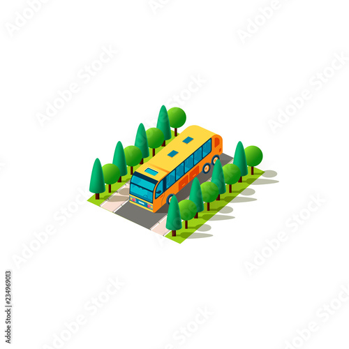 Isometric front right view bus