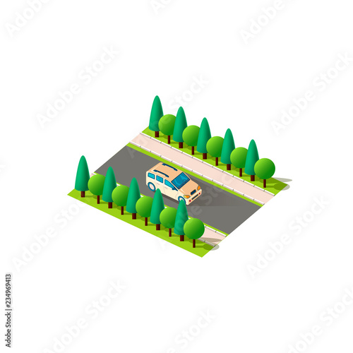 Isometric front right view minivan