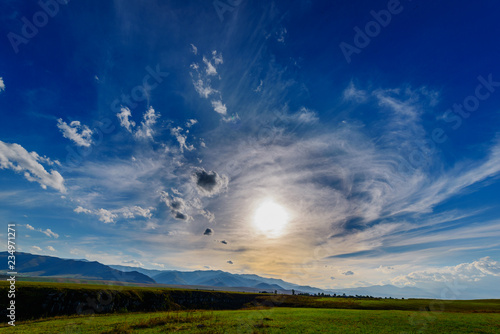 Amazing cloudscape with beautiful trees, Armenia