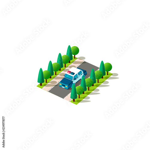 Isometric front left view police car