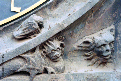 Detail of the Prague Astronomical Clock (Orloj) in the Old Town of Prague