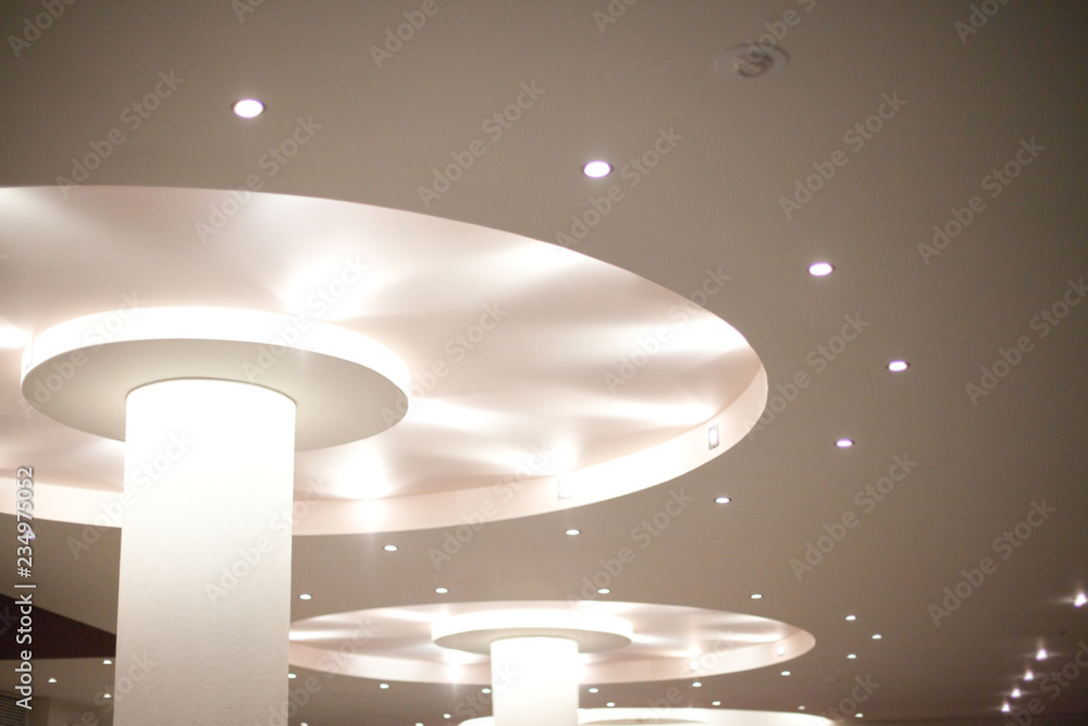 Beautiful ceiling with LED lighting. - obrazy, fototapety, plakaty 