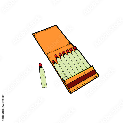 Realistic sketch of matches, line art sketch, vector illustration