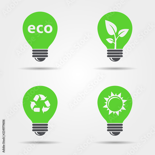 ECO light bulb icons set