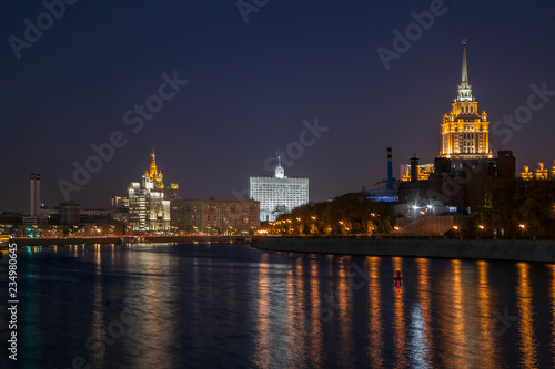  night cityscape city of Moscow, river