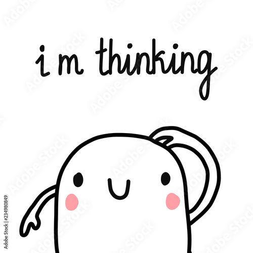 I am thinking cute hand drawn minimalism design marshmallow with hands lettering for prints posters banners cards postcards primitive concept art