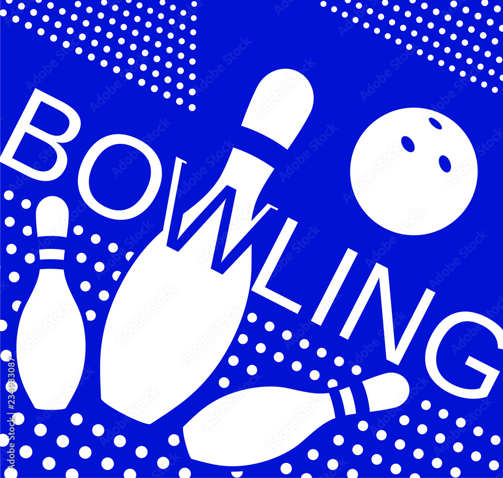 Fototapeta premium Bowling. Skittles and a ball. Vector poster logo.