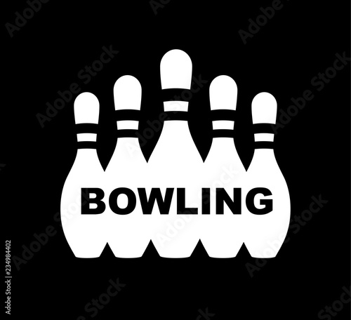 Bowling. Skittles and a ball. Vector poster logo.