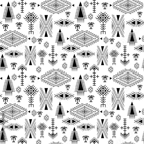 Tribal seamless pattern - Berber native ,ethnic background with primitive elements