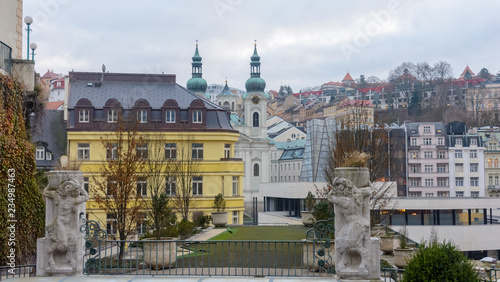 Karlovy Vary is a spa town in the Czech Republic. On the territory of the city there are 12 healing springs, with a carbon dioxide content and a water temperature of 30 to 72 degrees Celsius.  © TATIANA