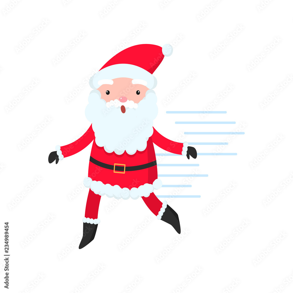 Bright and cheerful Santa Claus in a red suit and a long and thick beard congratulates everyone on the New Year. Bright and cheerful Santa Claus in a red suit and a long and thick beard congratulates everyone on the New Year.