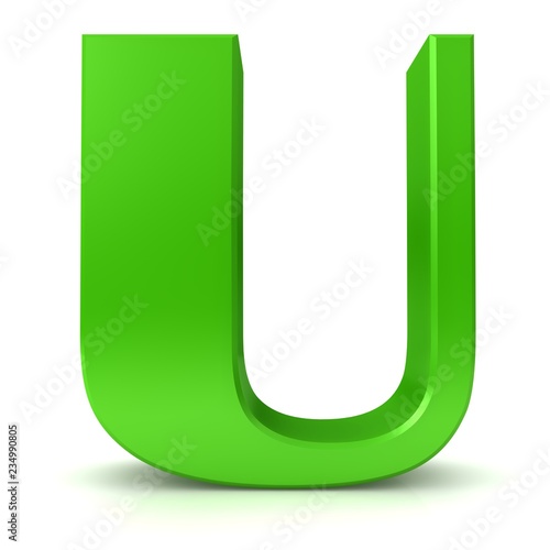 letter u green alphabet sign 3d render