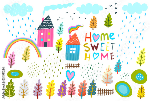 Home Lettering House Landscape Graphic Collection