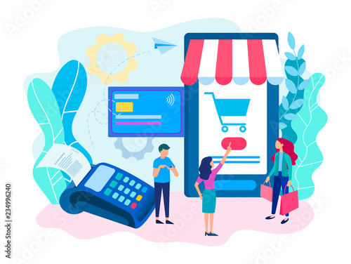 Point of sale. Mobile payment concept vector illustration.