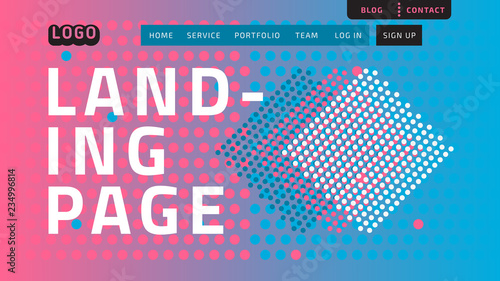 Desktop Landing Page For Web Website Template Design Example Front End Vector Graphic