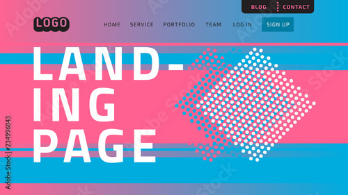 Desktop Landing Page For Web Website Template Design Example Front End Vector Graphic